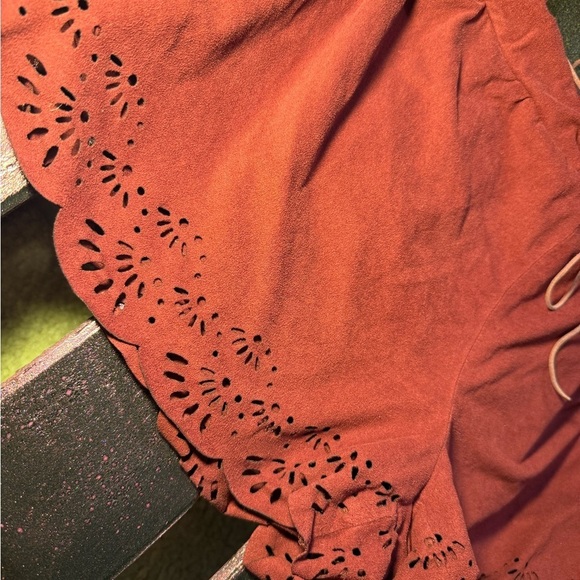 HeartSoul Red High Waist Lace Trim Shorts - Picture 4 of 5